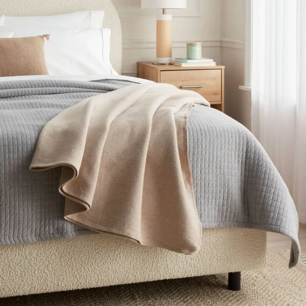 Twin/Twin XL Brushed Cotton Blanket Solid Khaki - Threshold